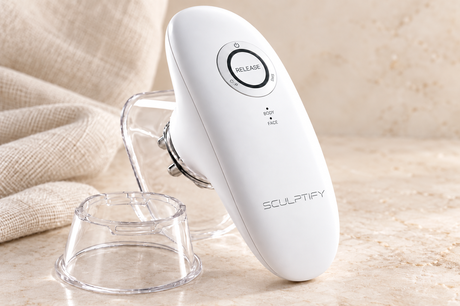 Metal contact details on the Sculptify body-care device