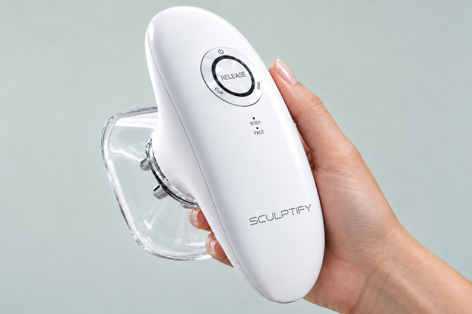 Close view of the Sculptify release control and handheld grip